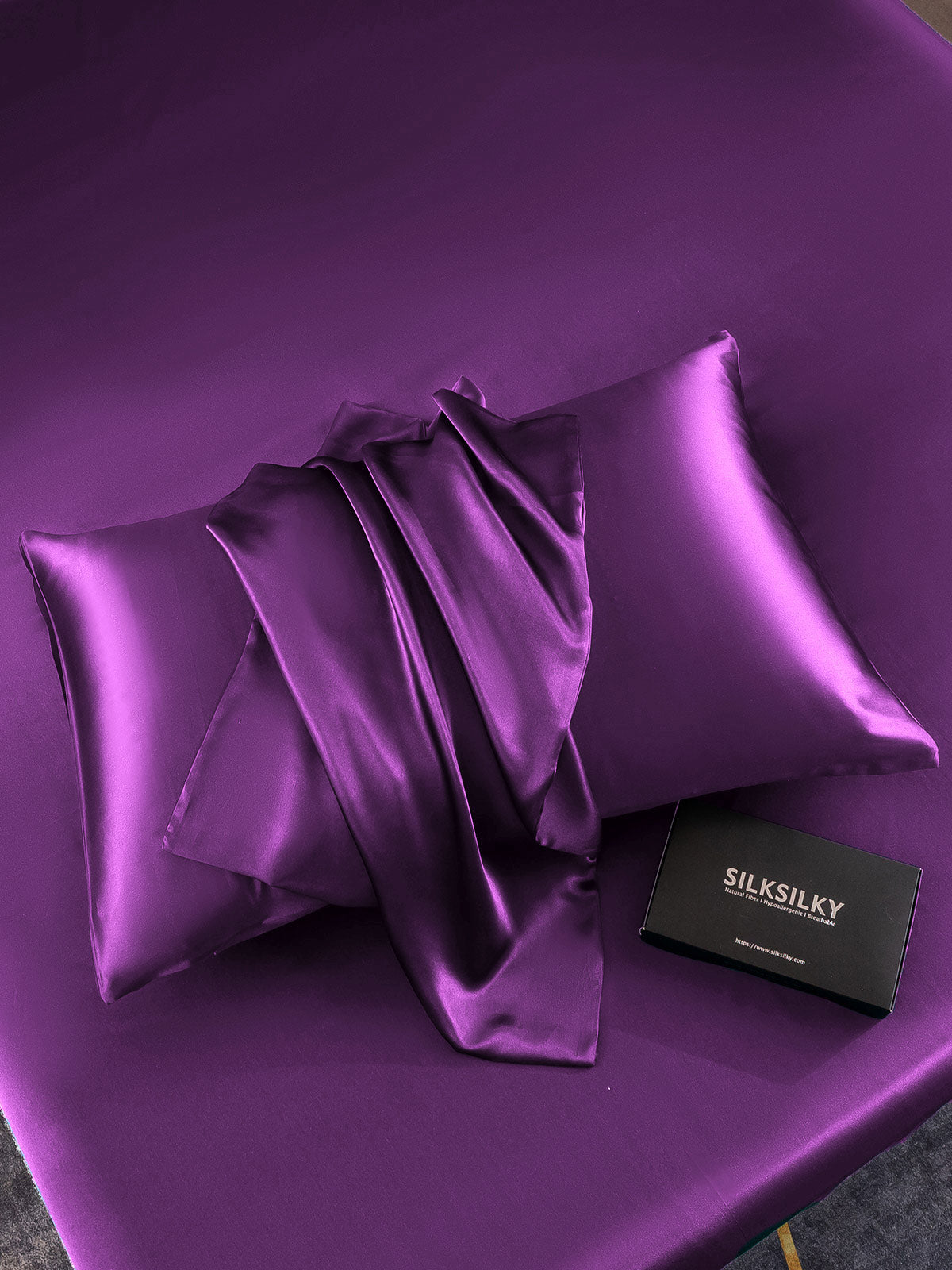 SilkSilky-UK 19Momme Pure Silk Pillowcase Purple 006