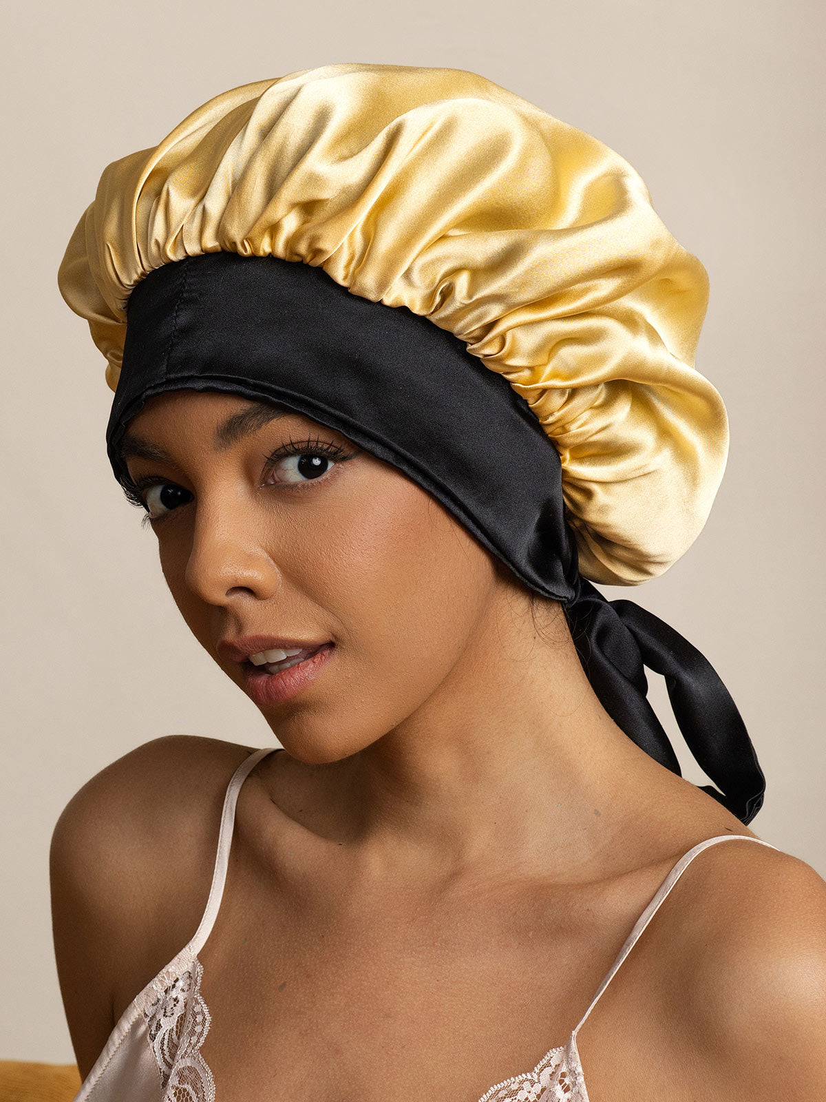 SilkSilky-UK Pure Silk Sleep Cap Champagne 003