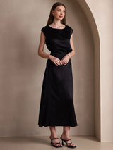 [Black] SilkSilky-UK 19Momme Stretch Silk Charmeuse Skirt 004