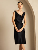 [Black] SilkSilky-UK Sleeveless Cowl Neck Dress 008