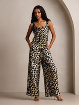 [Leopard] SilkSilky-UK Pure Silk Boat Neck Camisole Set 006,