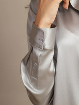 [Light Gray] SilkSilky-UK Long Sleeve Lapel Collar Women's Shirt 005