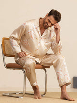 [Champagne] SilkSilky-UK Long Sleeve Lapel Collar Men's Pyjamas 008