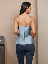 [Grayish Blue] SilkSilky-UK Spaghetti Strap V Neck Camisole 003