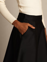 [Black] SilkSilky-UK 32Momme Silk-Wool Blend Skirt 004