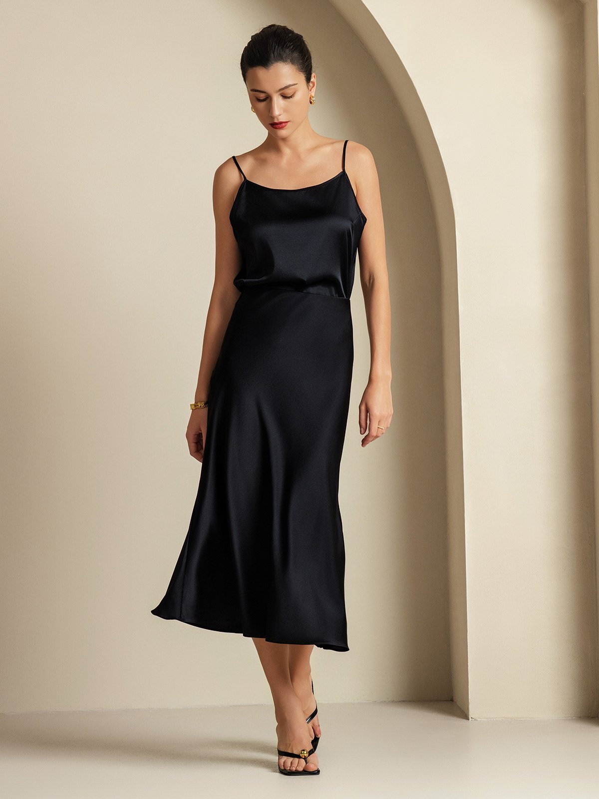 [Black] SilkSilky-UK 19Momme Pure Silk Womens Outfit Sets 001,