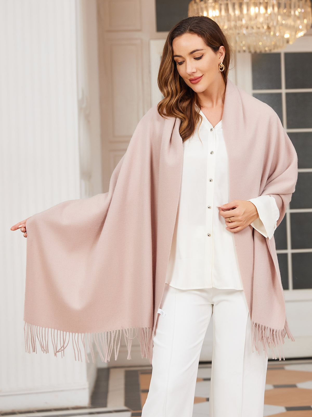 [Light Beige] SilkSilky-UK Wool Scarf 001