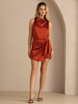 [Caramel] SilkSilky-UK Sleeveless Cowl Neck Dress 007