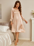 SilkSilky UK Pure Silk Long Sleeve Nightgown Champagne 004