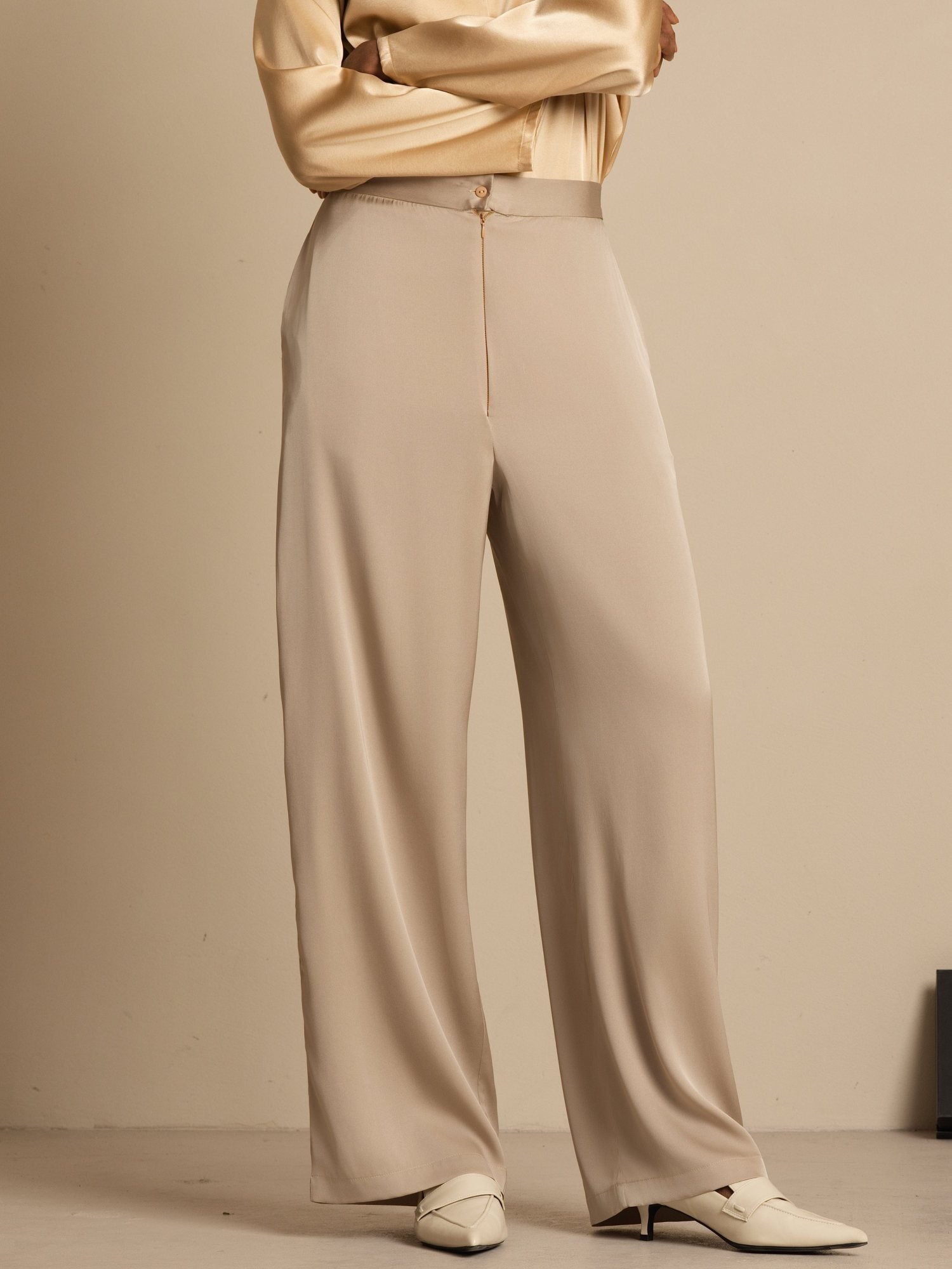 [Tan] SilkSilky-UK 19Momme Silk Womens Pants 006