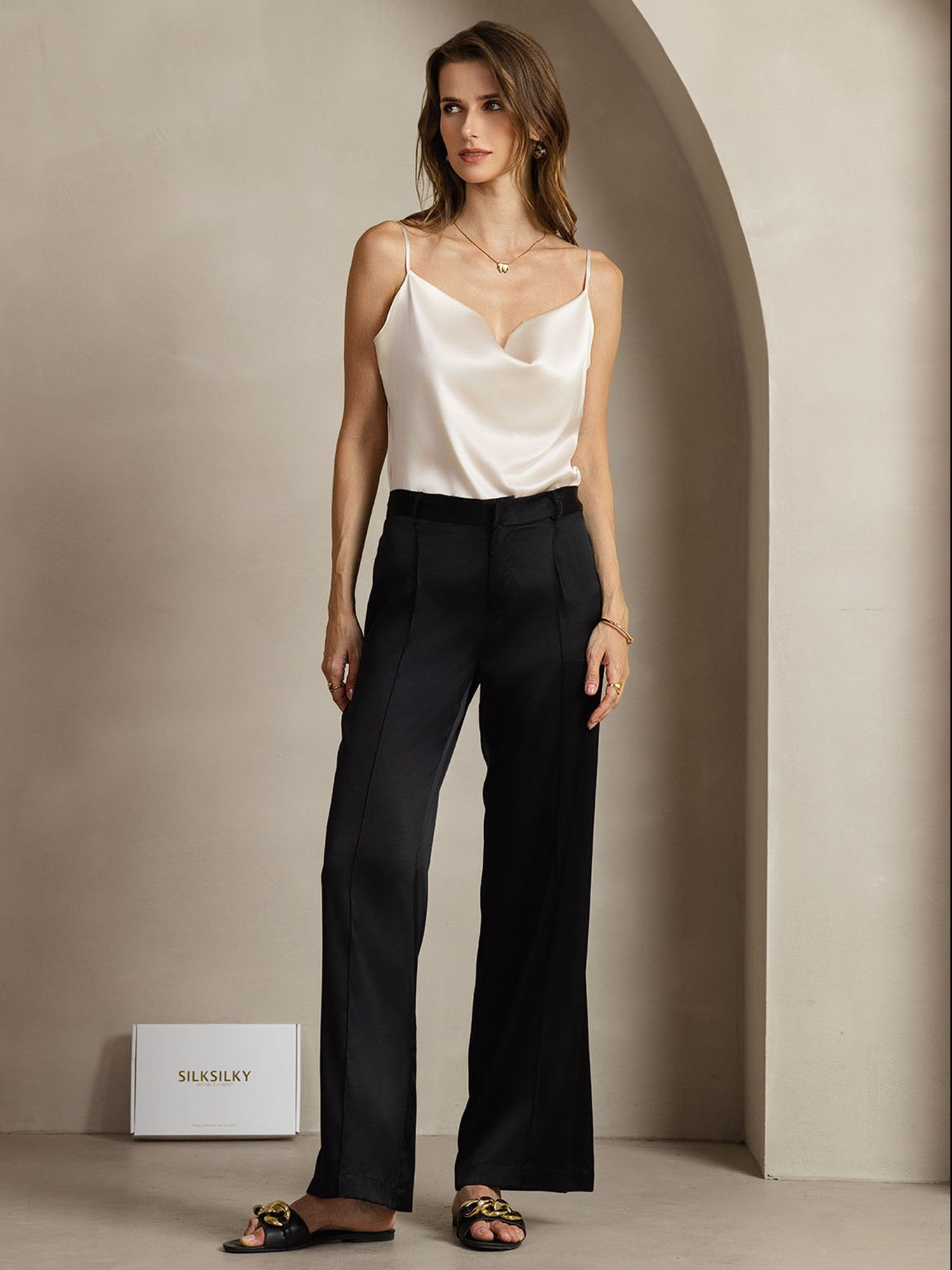 [Black] SilkSilky-UK 19Momme Silk Womens Pants 003