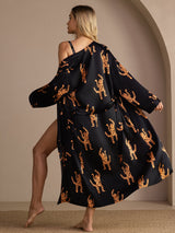[Black Tiger] SilkSilky-UK Long Sleeve Womens Robe 002