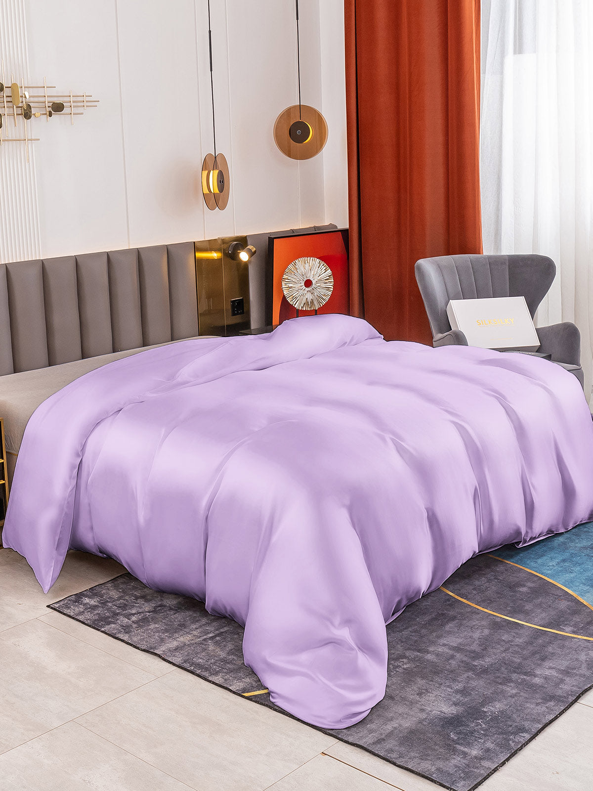 SilkSilky-UK 19Momme Pure Silk Duvet Cover Lavender 001