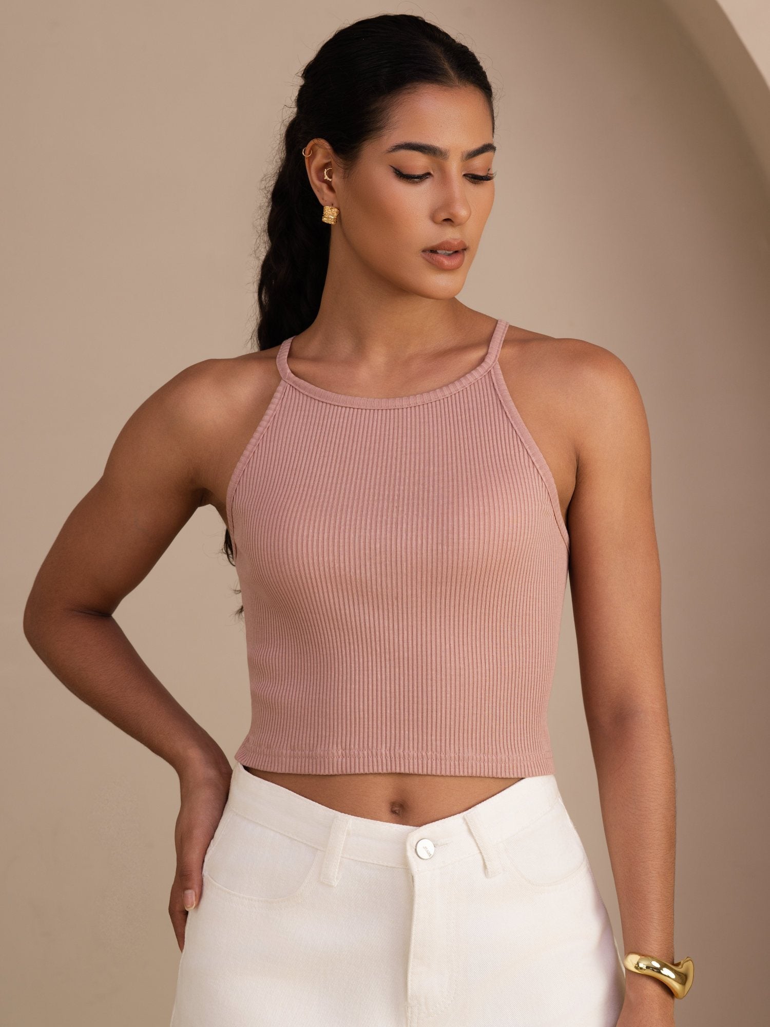 [Pink] SilkSilky-UK Sleeveless Crew Neck Camisole 001