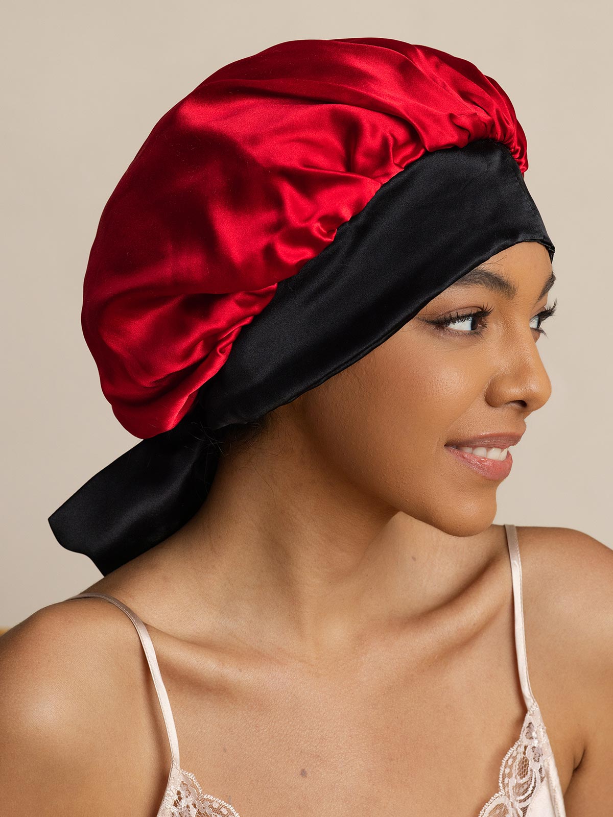 SilkSilky-UK Pure Silk Sleep Cap Wine 007