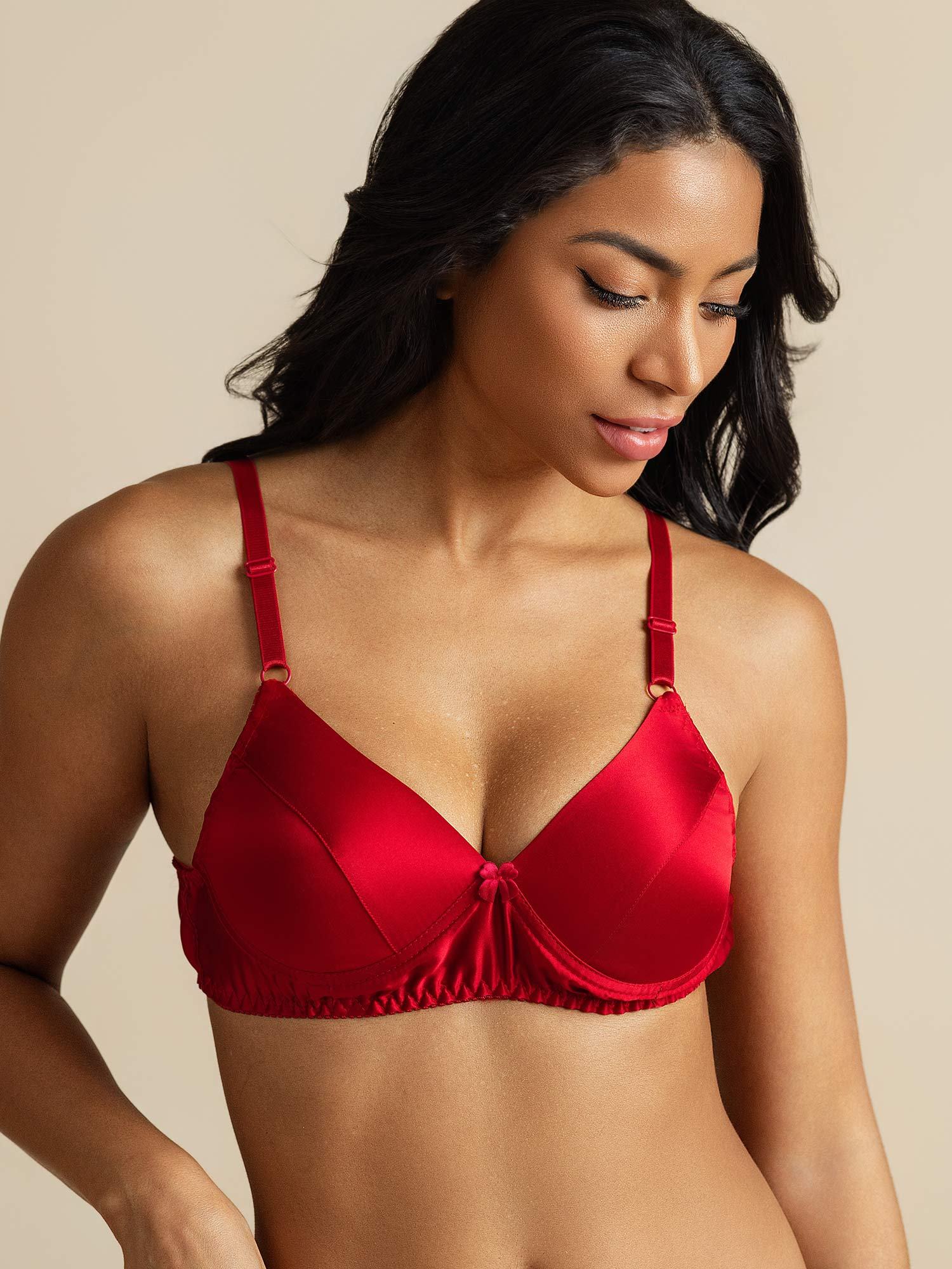 [Red] SilkSilky-UK Pure Silk Bra 007,