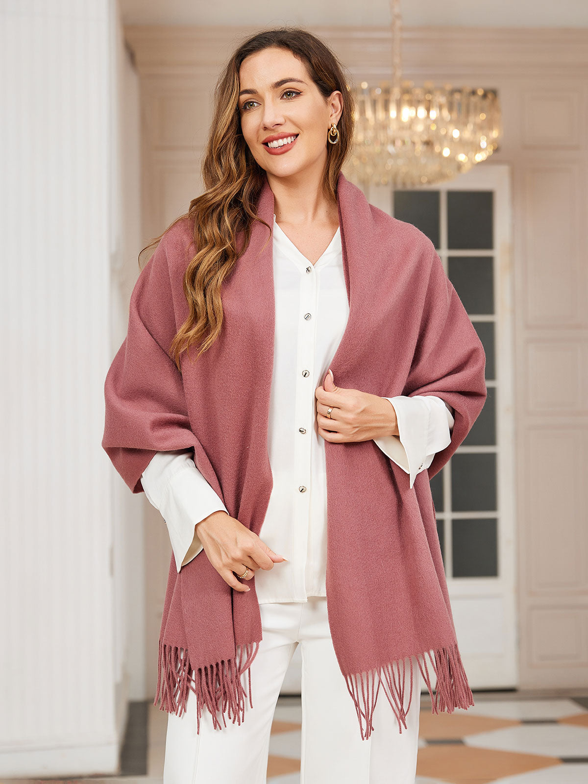 [Pale Mauve] SilkSilky-UK Wool Scarf 003