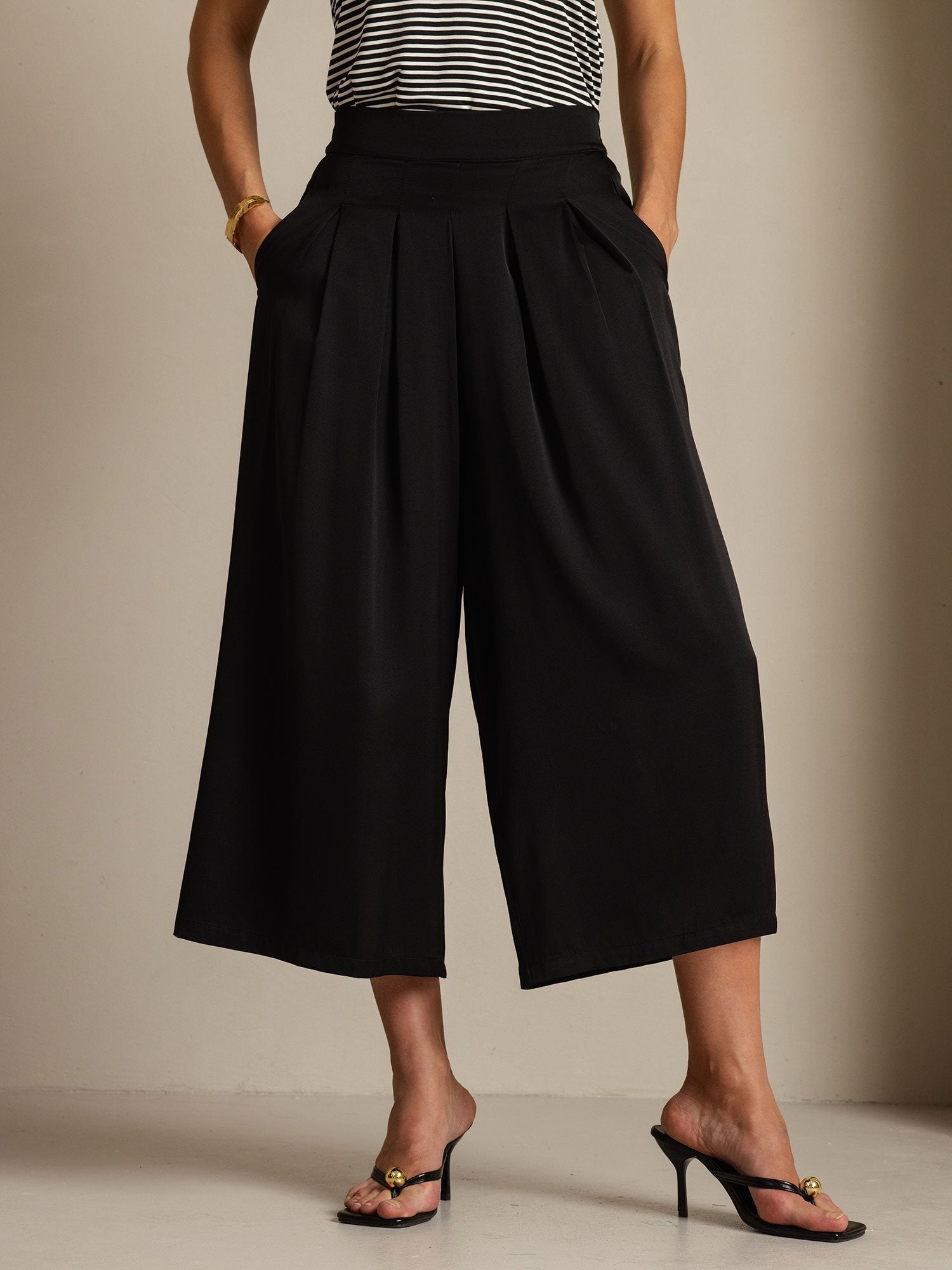 [Black] SilkSilky-UK 19Momme Silk Womens Pants 001