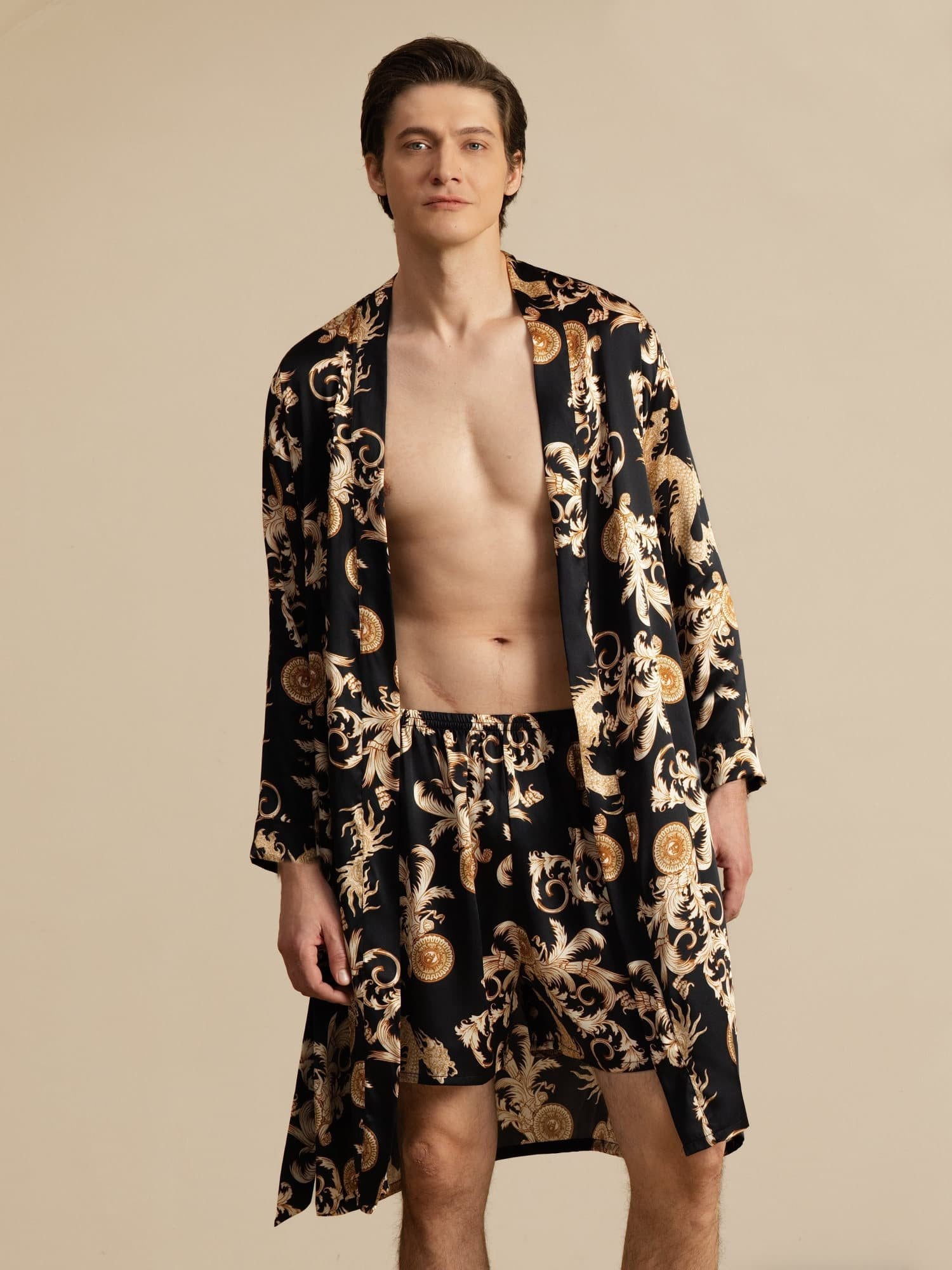 [Black Dragon] SilkSilky-UK Long Sleeve Men's Pyjamas 001