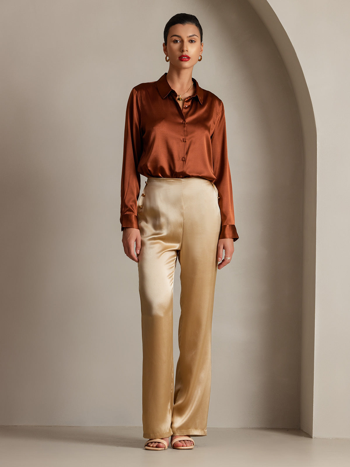 [Champagne] SilkSilky-UK 19Momme Silk Womens Pants 006