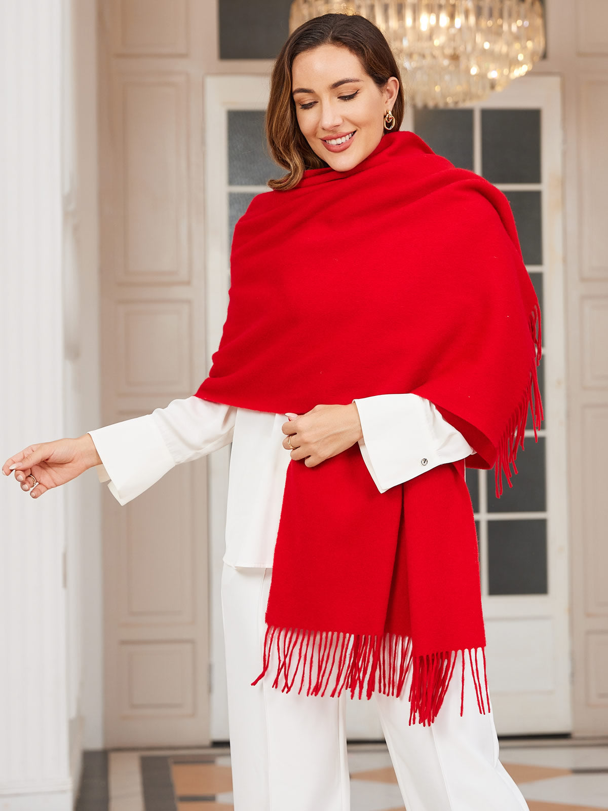 [Red] SilkSilky-UK Wool Scarf 002