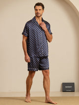 [Navy Chain] SilkSilky-UK Short Sleeve Lapel Collar Men's Pyjamas 007