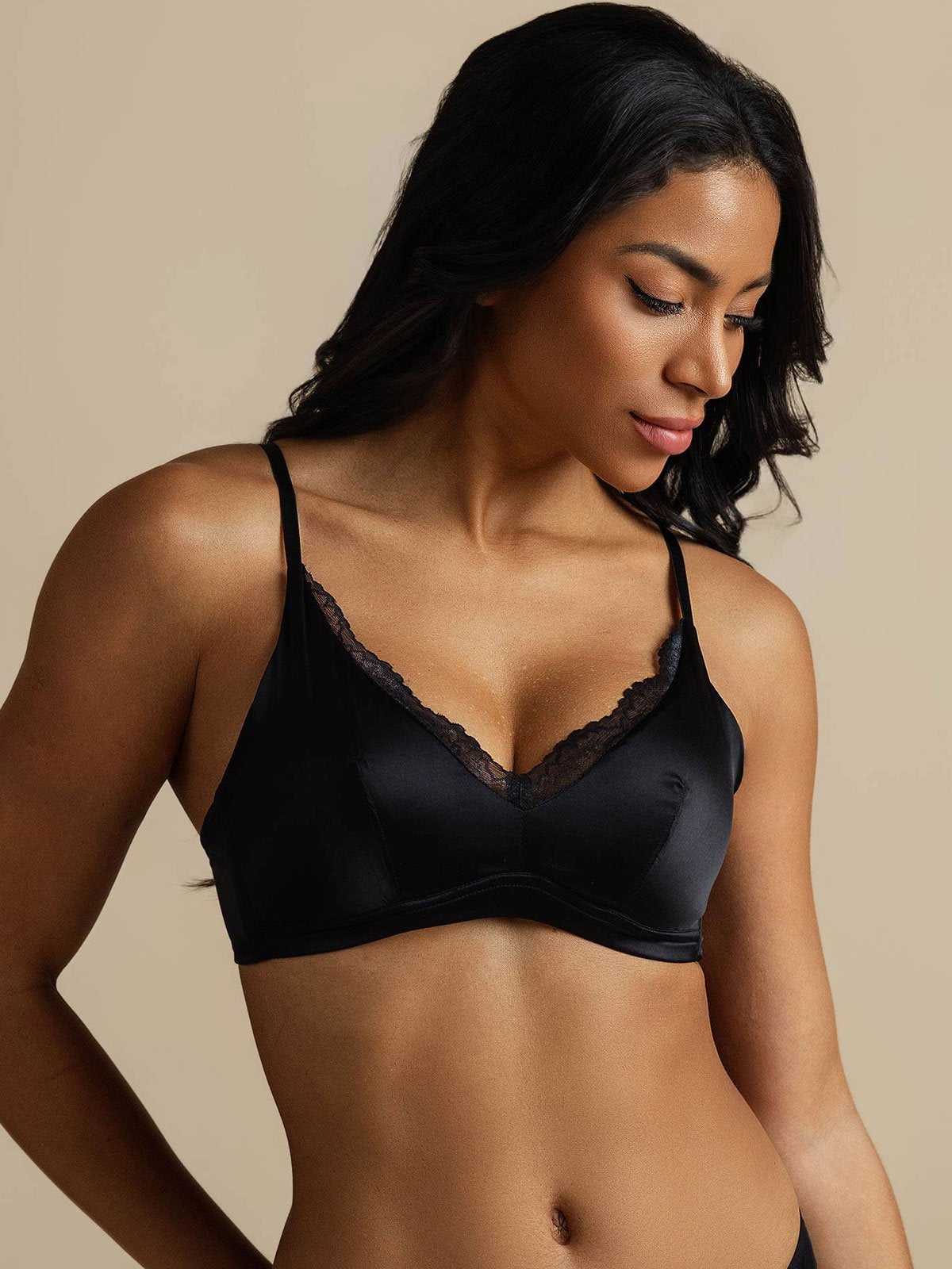 [Black] SilkSilky-UK Pure Silk Bra 003