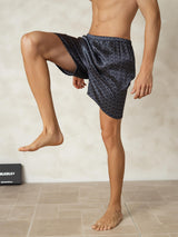 [Navy Ginkgo] SilkSilky-UK Men's Sleep Shorts 004