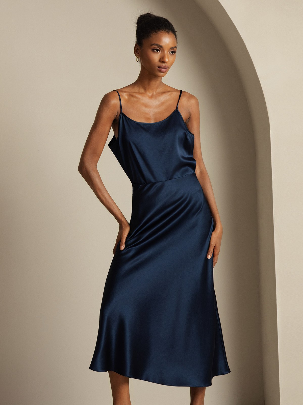 [Dark Blue] SilkSilky-UK 19Momme Pure Silk Womens Outfit Sets 004,