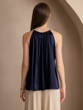 SilkSilky-UK 19Momme Silk Sleeveless Round Neck Camisole DarkBlue 002