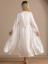 [White] SilkSilky-UK 3/4 Sleeve Womens Robe 002