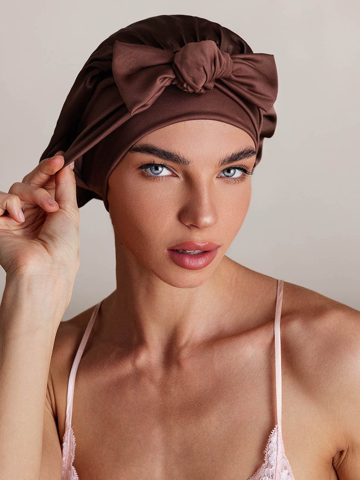 [Coffee] SilkSilky-UK Pure Silk Sleep Cap 001