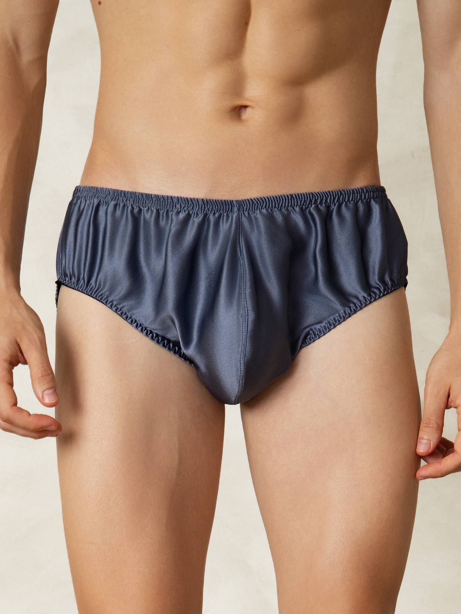 [GrayishBlue] SilkSilky-UK Pure Silk Mens Underwear 001