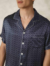 [NavyGinkgo] SilkSilky-UK Pure Silk Collar Men's Pyjamas 007