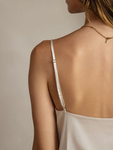 [Light Gray] SilkSilky-UK Spaghetti Strap Cowl Neck Camisole 005