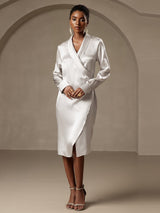 [Silver] SilkSilky-UK 19Momme Long Sleeve V Neck Dress 007