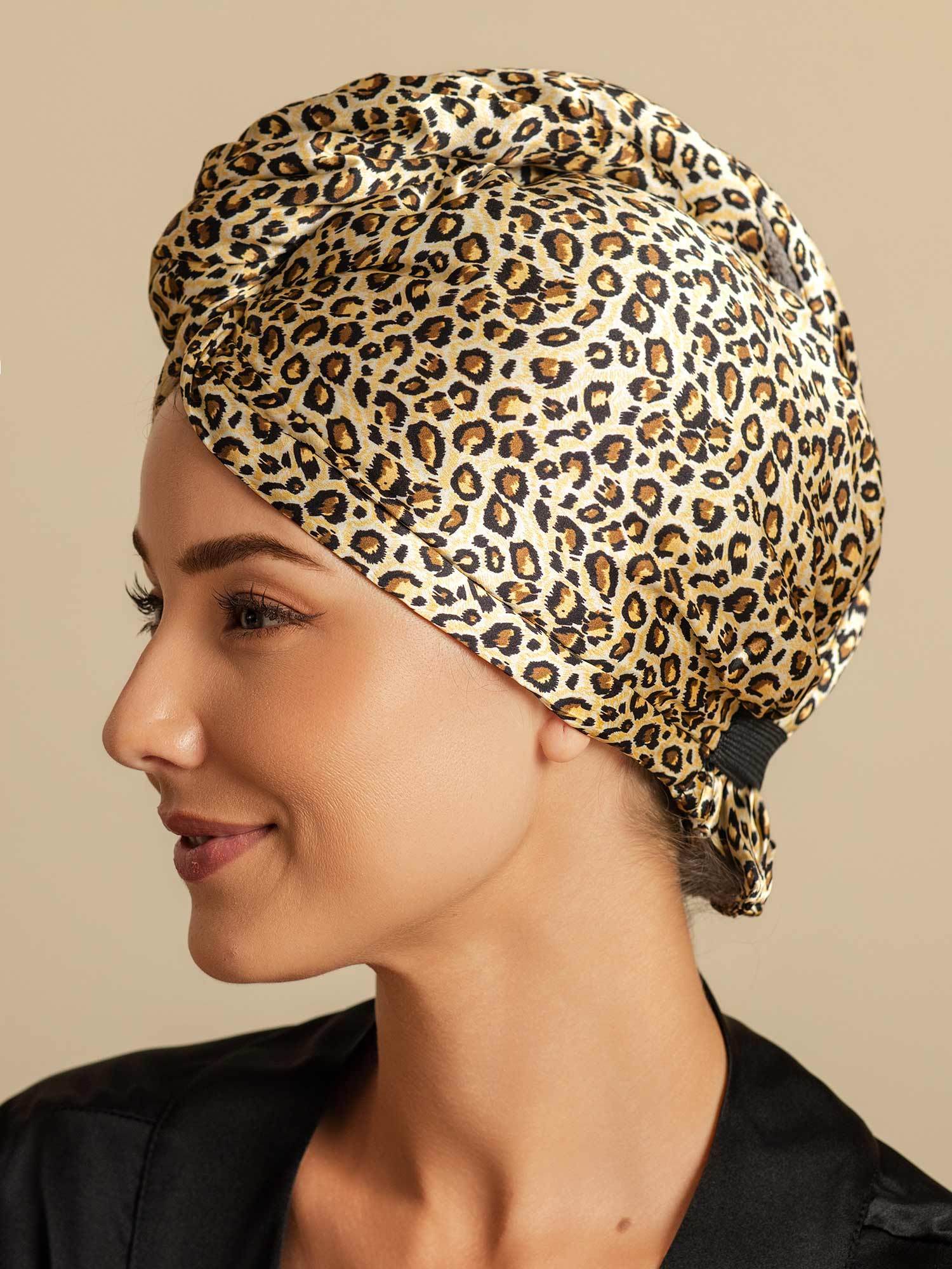 [Leopard] SilkSilky-UK Pure Silk Wrap Hair Towel Wrap 005,