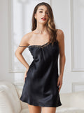 SilkSilky UK Pure Silk Sleeveless V Neck Nightdress Black 001