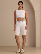 [White] SilkSilky-UK Sleeveless Crew Neck Women's Outfit Sets 006
