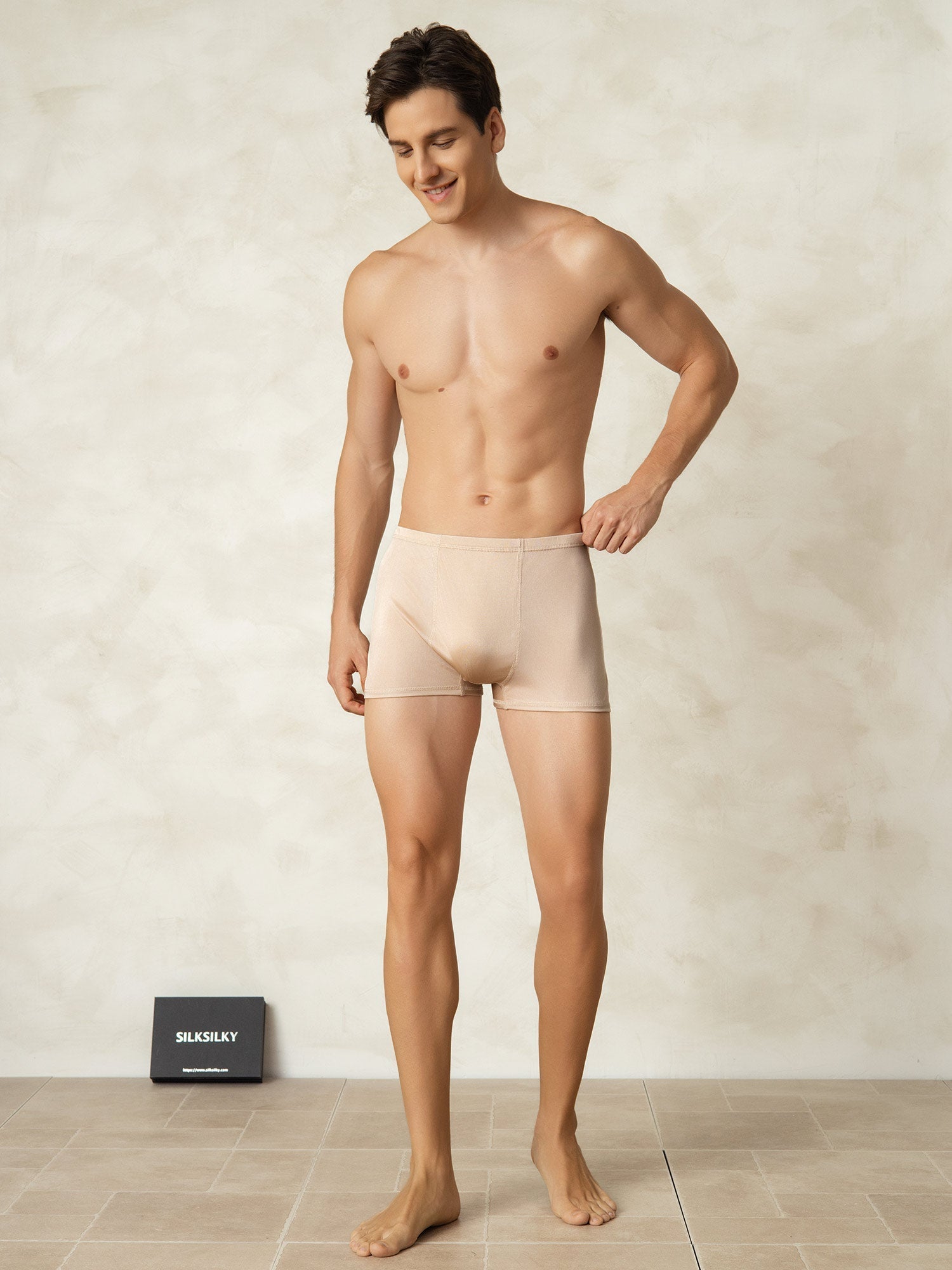 [Beige] SilkSilky-UK Silk Knitted Mens Underwear 004