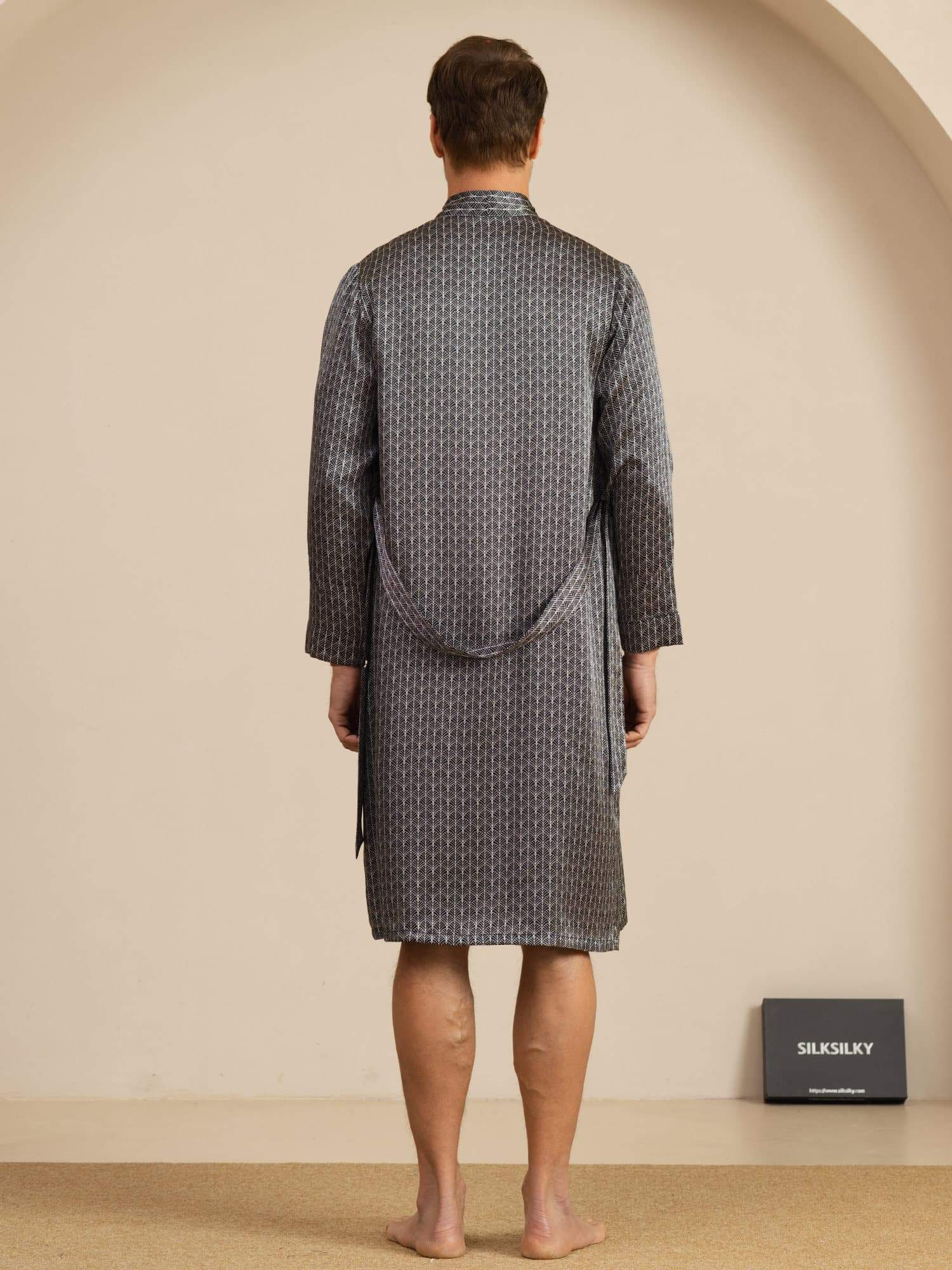 [Black Ginkgo] SilkSilky-UK Long Sleeve Men's Pyjamas 002