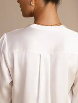 [White] SilkSilky-UK Long Sleeve Wrap Women's Blouse 005