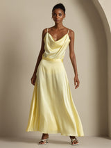 [Light Yellow] SilkSilky-UK Spaghetti Strap Cowl Neck Women's Outfit Sets 001