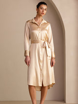 [Champagne] SilkSilky-UK Long Sleeve Lapel Collar Dress 006