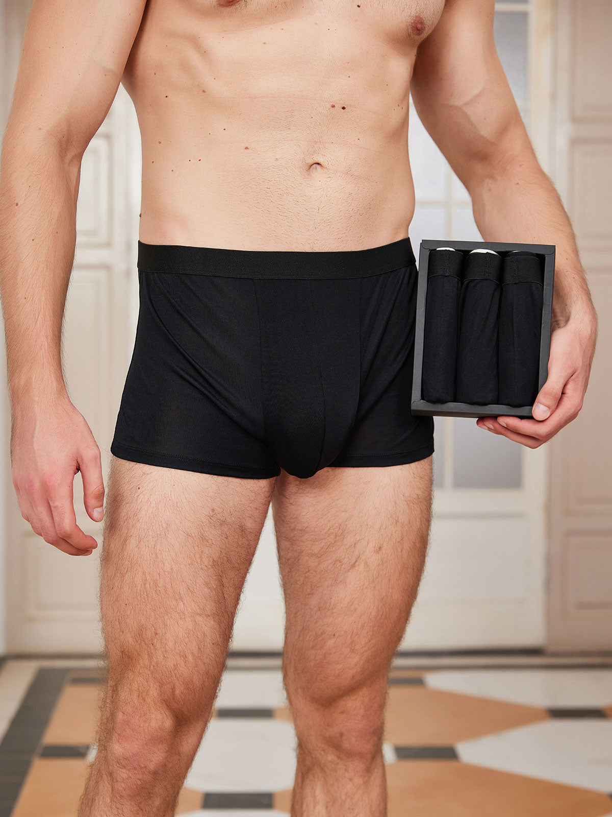 [Black] SilkSilky-UK Pure Silk Mens Underwear 001