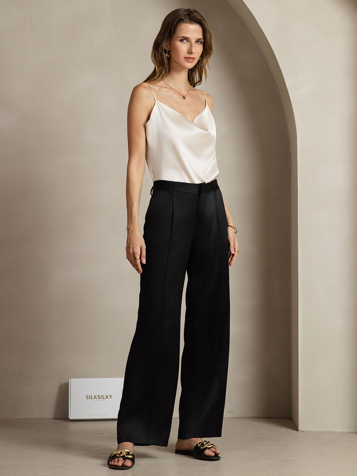 [Black] SilkSilky-UK 19Momme Silk Womens Pants 005