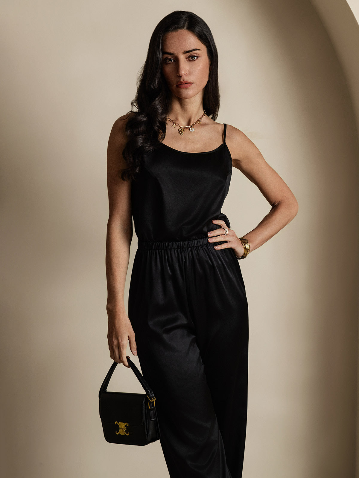 [Black] SilkSilky-UK Spaghetti Strap Camisole 001