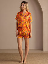 [Orange Fox] SilkSilky-UK Short Sleeve Lapel Collar Women's Pyjamas 006