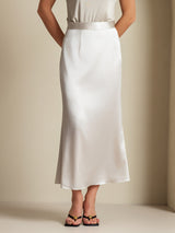 [Light Gray] SilkSilky-UK 19Momme Stretch Silk Charmeuse Skirt 005
