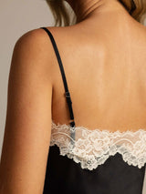 [Black] SilkSilky-UK Spaghetti Strap V Neck Camisole Set 005